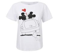 Disney Topolino e Minnie Cuori T-Shirt, Bianco, L, Donna