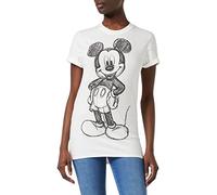 Disney Mickey Forward Sketch T-Shirt, Bianco (White White), 44 (Taglia Produttore: Medium) Donna