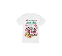 Disney Maglietta Natale Topolino e Topolina Corona di Fiori Uomo (TV4795)