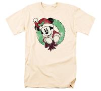 Disney Maglietta Natale Topolino Ghirlanda Vintage Uomo (TV4334)