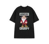 Disney Maglietta Nera a Maniche Corte da Uomo di Biancaneve | Maglietta Grafica Grumpy Warning | Design Classico dei Personaggi delle Fiabe