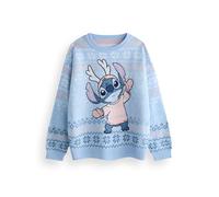 Disney Maglione Natalizio da Donna Lilo & Stitch in Blu | Caldo Maglione Lavorato a Maglia con Grafica per Adulti | Top in Maglieria a Maniche Lunghe per Le Vacanze Festive