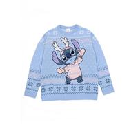Disney Maglione Natalizio Lavorato a Maglia Blu da Donna di Lilo & Stitch, Maglione Festivo Invernale, Stagione Festiva Magica, Regalo Perfetto