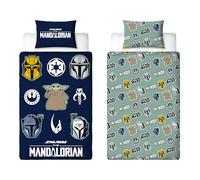 Disney Mandalorian Copripiumino Singolo Ufficiale | Biancheria da letto reversibile a 2 lati con federa coordinata | Design Friend con Yoda | Polcotone