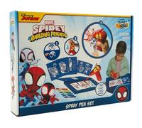 Disney - Marvel - Spidey and his Amazing Friends - Set di penne spray batteria - Aerografo per bambini - Set da colorare con matite colorate e pagine da colorare