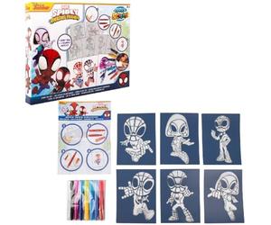 Disney - Marvel - Spidey and his Amazing Friends - Set di penne spray - Matite da colorare per bambini - Set da colorare con matite colorate e pagine da colorare