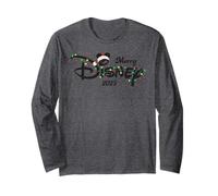 Disney Merry Christmas Lights Script Logo 2025 Holiday Trip Maglia a Manica