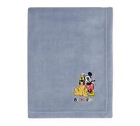 Disney Mickey and Friends Blue, Gold and Red Pluto and Mickey Mouse Be Happy Super Soft Appliqued Baby Blanket