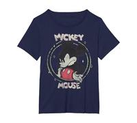 Disney Mickey And Friends Mickey Mouse Angry Ritratto Maglietta, Donna plus-size, Navy, 5X