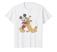 Disney Mickey And Friends Mickey & Pluto Distressed Portrait Maglietta, Bambini, Bianco, 12 anni
