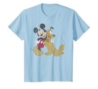 Disney Mickey And Friends Mickey & Pluto Distressed Portrait Maglietta, Bambini, Celeste, 10 anni