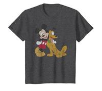 Disney Mickey And Friends Mickey & Pluto Distressed Portrait Maglietta, Bambini, Grigio Scuro, 2 anni
