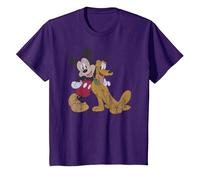 Disney Mickey And Friends Mickey & Pluto Distressed Portrait Maglietta, Bambini, Viola, 10 anni