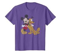 Disney Mickey And Friends Mickey & Pluto Distressed Portrait Maglietta, Bambini, Viola Mélange, 3 anni