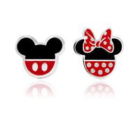 Disney Mickey and Minnie Mouse Mismatched Silver Plated Stud Earrings, Mickey's 90th Anniversary