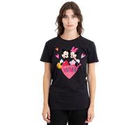 Disney Mickey And Minnie Mouse XOXO Valentine's Day T-Shirt Donna, Nero, S