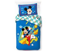 Disney Mickey Bleu 100% Coton Parure de Lit Simple - Inclus Taie d'Oreiller 50 x 70 cm