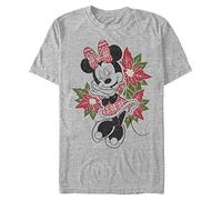 Disney Mickey Classic-Christmas Fairisle Minnie Organic Short Sleeve T-Shirt, Melange Grey, S Unisex