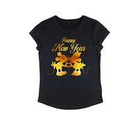 Disney Mickey Classic-Maglietta a Maniche Corte da Donna con Topolino e Minnie Kissing T-Shirt, Nero