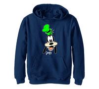 Disney Mickey & Friends - Felpa con Cappuccio Goofy Big Face Yth, Blu Navy 5/6, Blu Navy, S