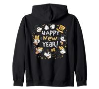 Disney Mickey & Friends Happy New Year 2026 Retro Party Felpa con Cappuccio