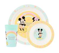 Disney Mickey & Friends - Set da tavola per bambini, 3 pezzi, in polipropilene, piatto, ciotola e bicchiere con Topolino e Minnie, adatto per microonde e lavastoviglie, adatto per bambini dai 36 mesi