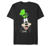 Disney Mickey-Goofy Big Face Organic Short Sleeve T-Shirt, Black, S Unisex