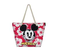 Disney Borsa da Mare Topolino in tela con manici e cerniera, beauty case omaggio 37x52x17cm