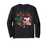 Disney Mickey & Minnie Christmas Santa Sent Me Holiday Maglia a Manica