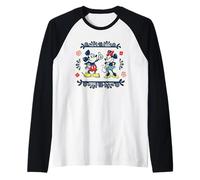 Disney Mickey & Minnie Fiesta Papel Picado Style Mexican Art Maglia con Maniche Raglan