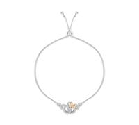 Disney Mickey & Minnie Mouse Two Tone Plated Sterling Silver Stone ... NUOVO