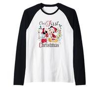 Disney Mickey & Minnie Our First Christmas Holiday Couples Maglia con Maniche Raglan