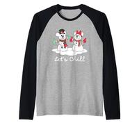 Disney Mickey & Minnie Snowmen "Let's Chill" Winter Holiday Maglia con Maniche Raglan
