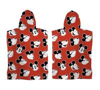 Disney Mickey Mouse - Asciugamano poncho con cappuccio con licenza ufficiale, super morbido, 100% cotone, design grigio, accappatoio per bambini, perfetto per casa, bagno e spiaggia, 115 x 50 cm