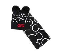 Disney Mickey Mouse Bobble Beanie & Scarf Gift Set Sciarpa, Cappello e Guanti, Nero (Black Black), Taglia Unica Unisex-Adulto