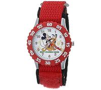 Disney Mickey Mouse Boys' Bezel Stainless Steel Time Teacher Analog Nylon Strap Watch