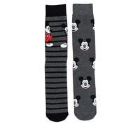 Disney Mickey Mouse - Calzini da uomo - Sneaker da uomo, colore grigio/nero (confezione da 2)