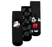 Disney Mickey Mouse - Calzini da uomo - Sneaker da uomo, colore grigio/nero (confezione da 3), grigio/nero, 43-45