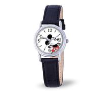 Disney Mickey Mouse Cardiff - Orologio analogico al quarzo con cinturino in pelle, Argento, Mickey Orologio Donna