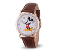 Disney Mickey Mouse Cardiff - Orologio analogico al quarzo con lancette articolate, per adulti, con cinturino in pelle, Slv, Nero, Classico
