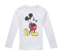Disney Mickey Mouse-Classic 90th Maglia a Maniche Lunghe, Bianco (White White), 46 (Taglia Produttore: Large) Donna