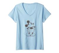 Disney Mickey Mouse Classic Retro Sketched Profile Maglietta con Collo a V