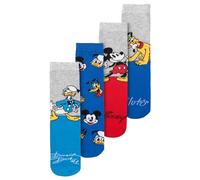 Disney Mickey Mouse, Donald Duck & Pluto Calzini per ragazzi - Calzini da ginnastica per bambini, calzini per bambini (confezione da 4), multicolore, 31-34