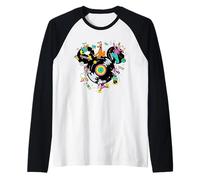 Disney Mickey Mouse & Friends Music Dance Party Retro Record Maglia con Maniche Raglan