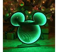 Disney Mickey Mouse Orecchie 3D Infinito Luce 40cm LED Natale Decorazione Verde