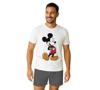 Disney Mickey Mouse Pigiama da uomo - Pigiama da uomo a maniche corte con pantaloncini grigio/bianco, grigio/bianco, M
