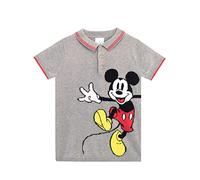 Disney Mickey Mouse Polo Shirt per Ragazzi Top a Maniche Corte in Maglia per Bambini Grigio 5-6 Anni