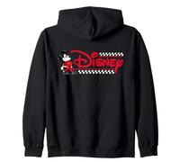 Disney Mickey Mouse Race Car Driver Racing Flag Script Logo Felpa con Cappuccio