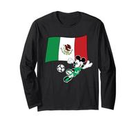 Disney Mickey Mouse Soccer Player Mexico Flag Sports Team Maglia a Manica