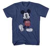 Disney Mickey Mouse T Shirt Carattere Invecchiato pongono Adult Cartoon Tee (Heather Navy, Media)